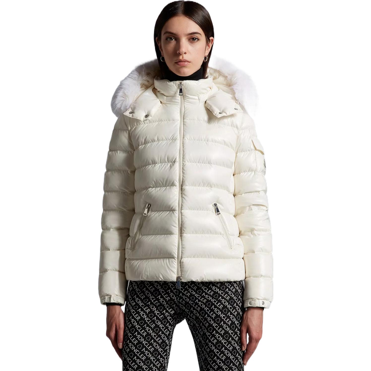 (Women) Moncler Bady Series  White Down Jacket with Logo, High Collar & Fur Trim. H20931A0013768950034 圖 4