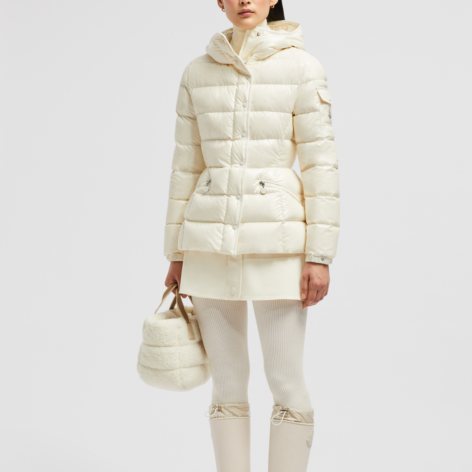 (Women) Moncler Barante FW24  White Short Slim-Fit Zip Down Jacket J20931A00017597EU04A 圖 3
