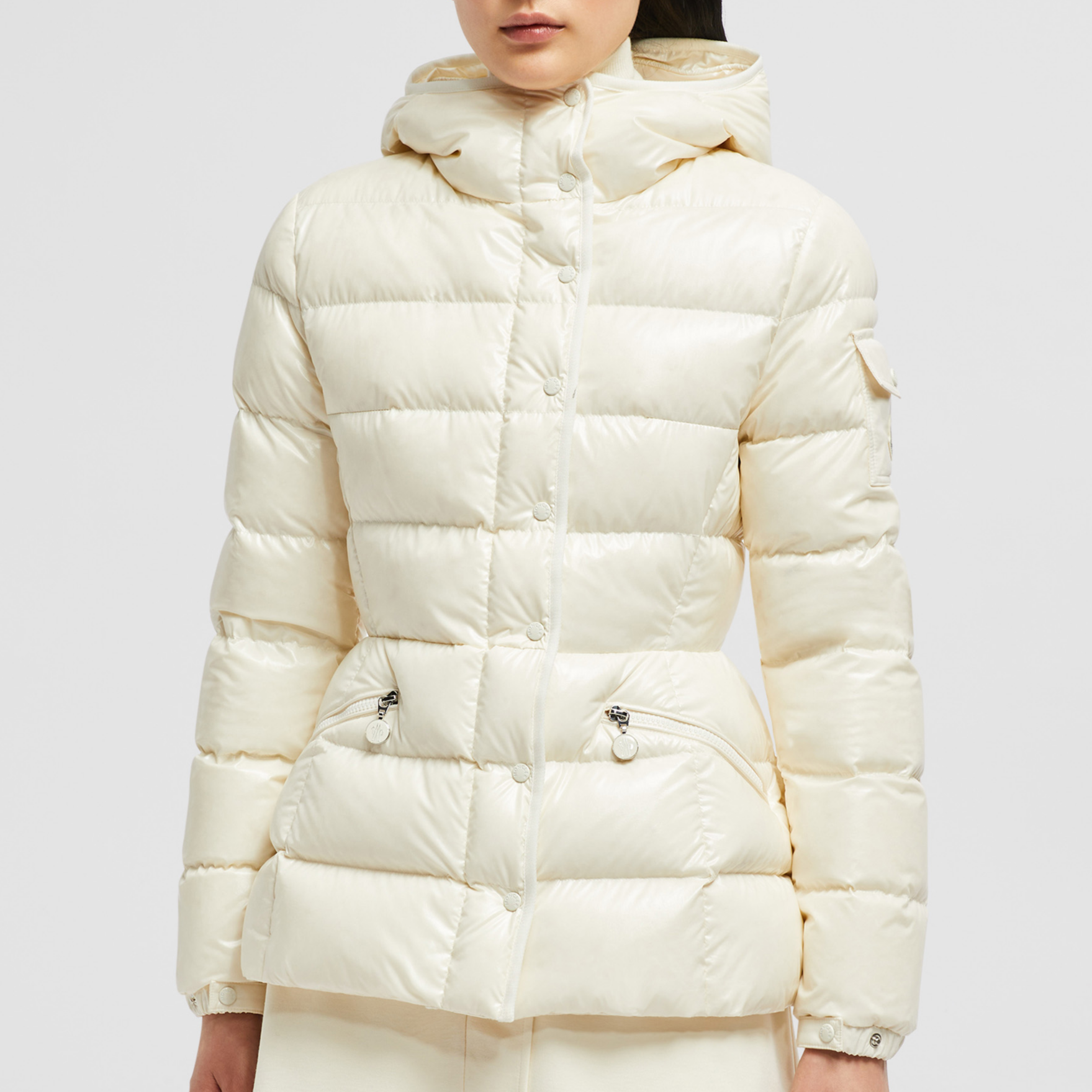 (Women) Moncler Barante FW24  White Short Slim-Fit Zip Down Jacket J20931A00017597EU04A 圖 5