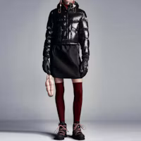 Sizing (W) Moncler Bardanette 光澤連帽冬季羽絨短外套 黑色 1A0005868950999