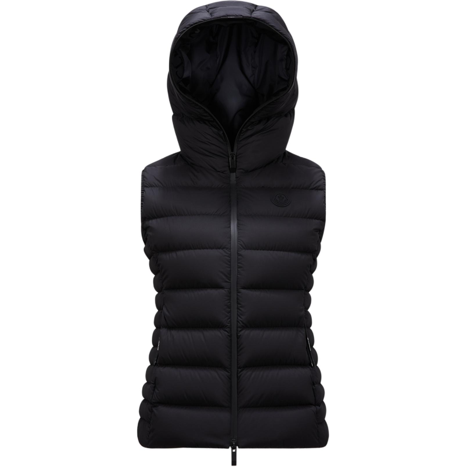 (Women) Moncler Barraux FW24  Black Waterproof Hooded Down Vest J20931A00033596K7999