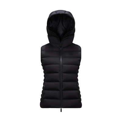(Women) Moncler Barraux FW24 Black Waterproof Hooded Down Vest J20931A00033596K7999