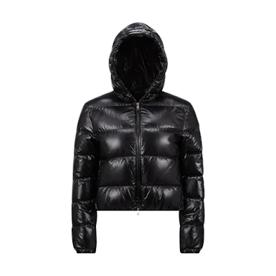 (Women) Moncler Bayard FW24 Lightweight Glossy Nylon Hooded Puffer Jacket Black. J20931A000835963V999