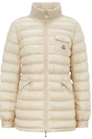 (Women) Moncler Beige Down Jacket with Solid Logo and Zip Stand Collar I10931A00008595ZZ20N (Women) Moncler Beige Down Jacket with Solid Logo and Zip Stand Collar I10931A00008595ZZ20N