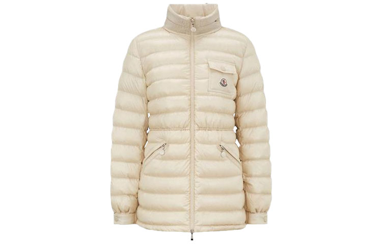 (Women) Moncler Beige Down Jacket with Solid Logo and Zip Stand Collar I10931A00008595ZZ20N 圖 2