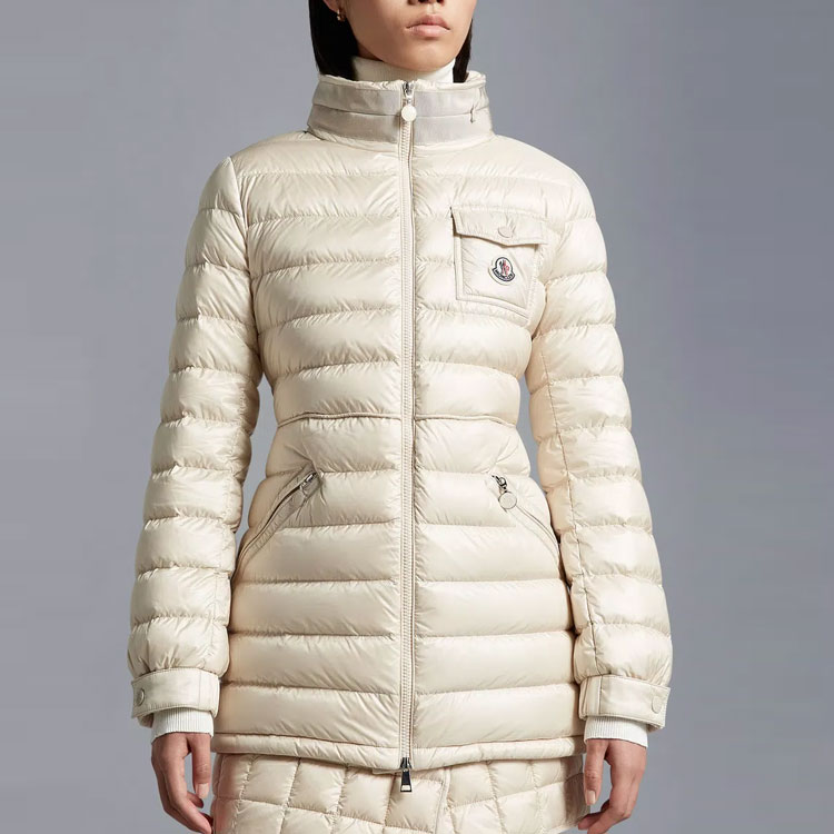 (Women) Moncler Beige Down Jacket with Solid Logo and Zip Stand Collar I10931A00008595ZZ20N 圖 4