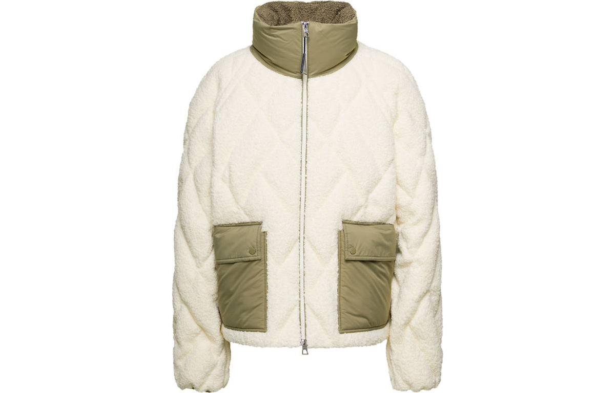 (Women) Moncler Beige FW23 Color-Block High-Neck Puffer Jacket with Elastic Cuffs 1A001765976B04B