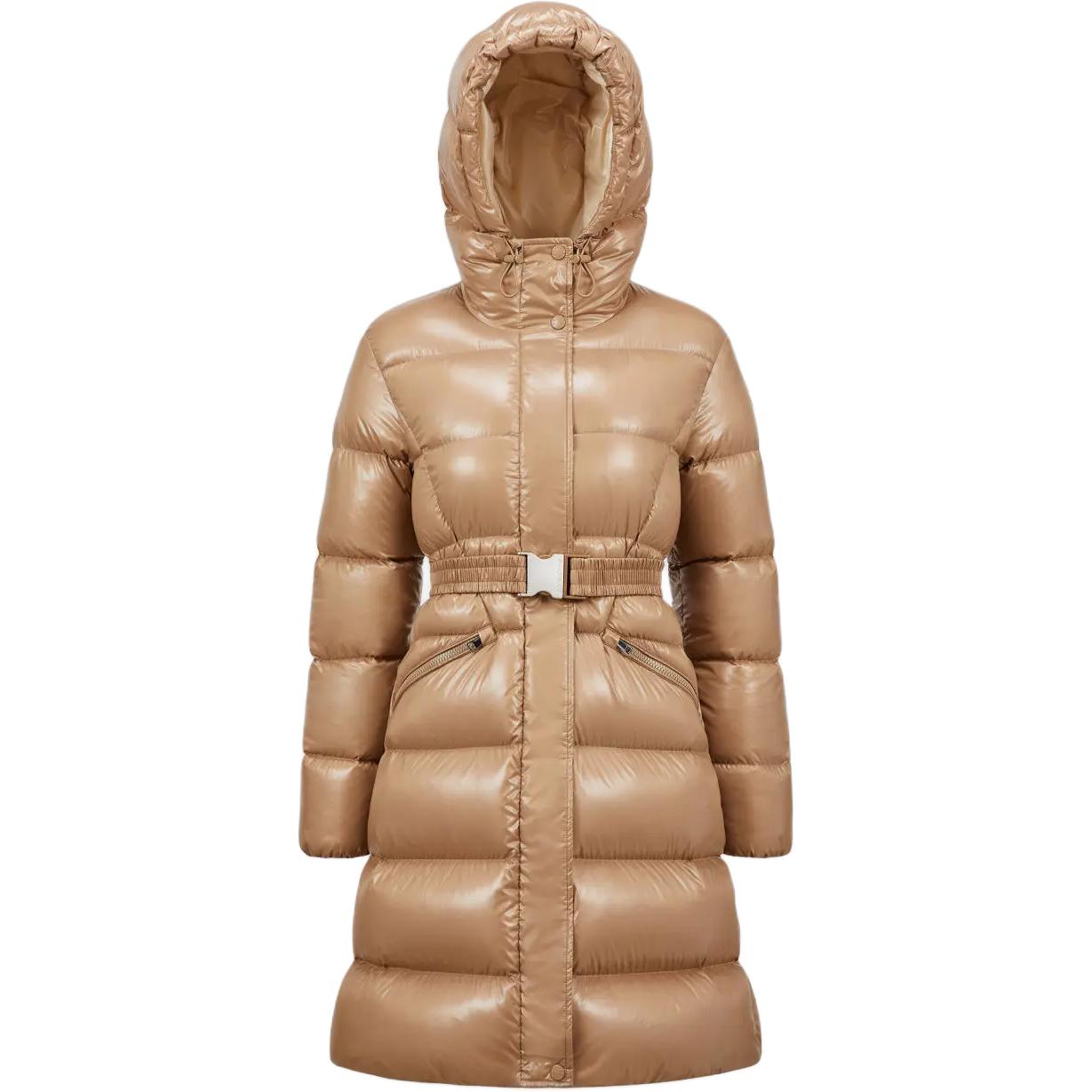 (Women) Moncler Bellevue  Brown Long Down Jacket with Logo Hood and Waist Zip. J20931C000385963V226 圖 2