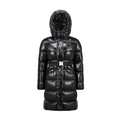 (Women) Moncler Bellevue Shiny Hooded Long Down Jacket Black. J20931C000385963V999