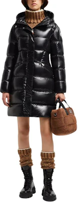 (Women) Moncler Bellevue Shiny Hooded Long Down Jacket Black. J20931C000385963V999 Purchase (Women) Moncler Bellevue Shiny Hooded Long Down Jacket Black. J20931C000385963V999