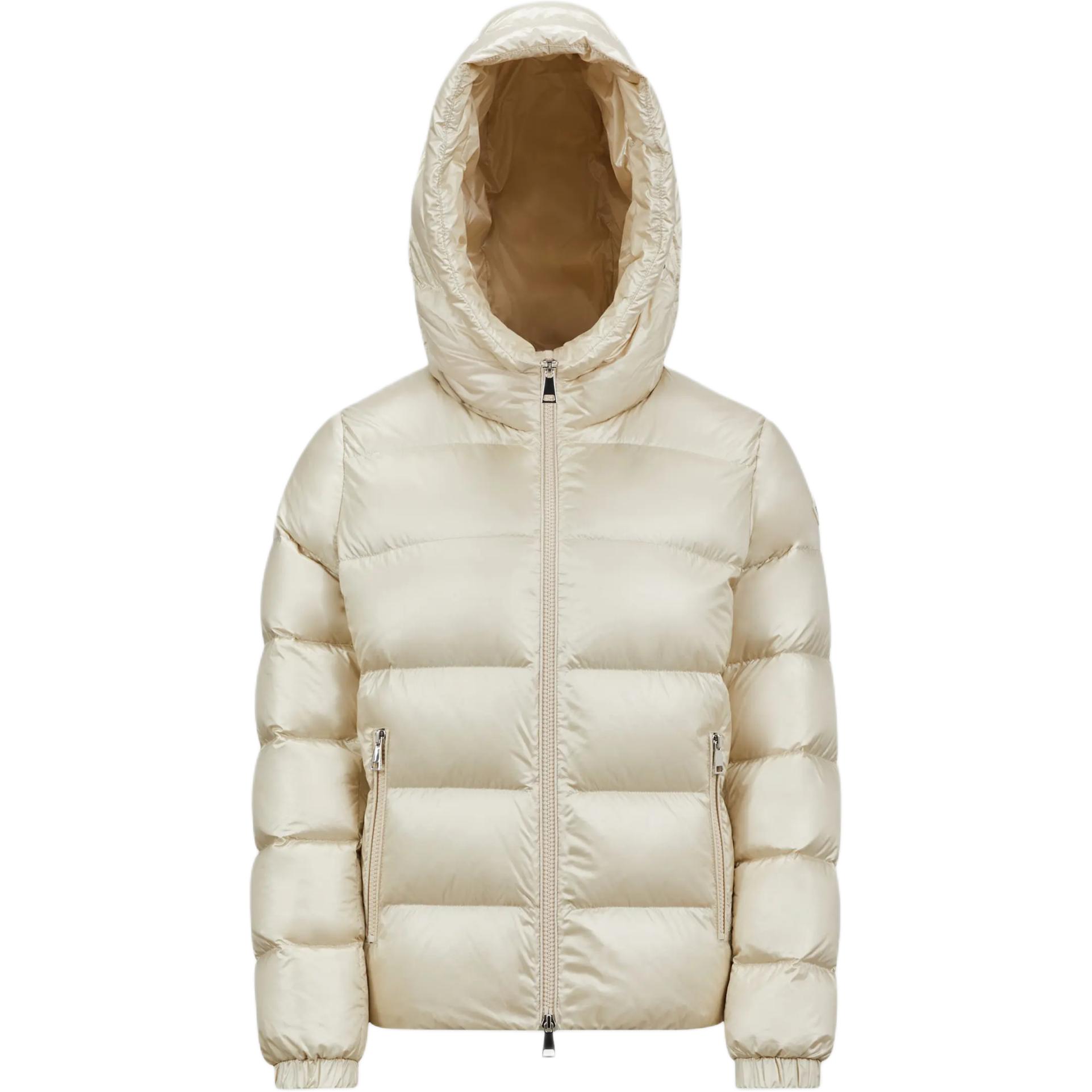 (Women) Moncler Biron  White Short Down Jacket with Zip and Hood J20931A00091597WN034