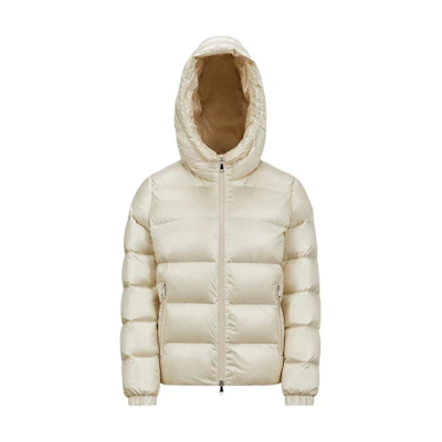 (Women) Moncler Biron White Short Down Jacket with Zip and Hood J20931A00091597WN034