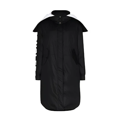 (Women) Moncler Black Letter Print Padded Zip-Up Hoodie Jacket F20931C57740C0230