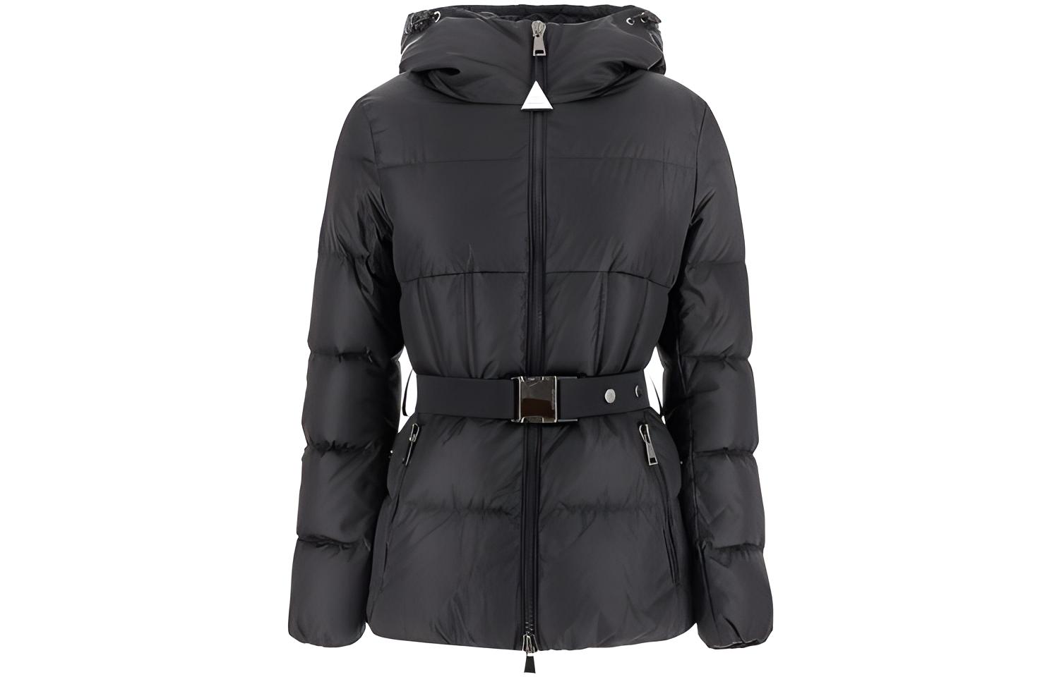 (Women) Moncler Black Logo Belted Long Sleeve Down Jacket 1A0003254155999