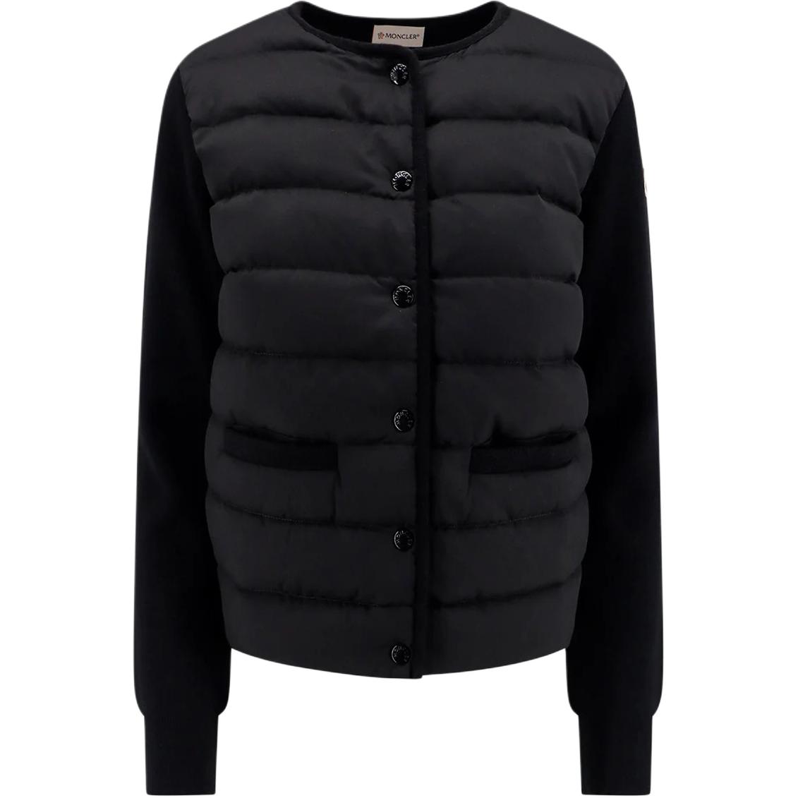 (Women) Moncler Black Logo Long-Sleeve Crewneck Button-Up Jacket J20939B00006M1131999