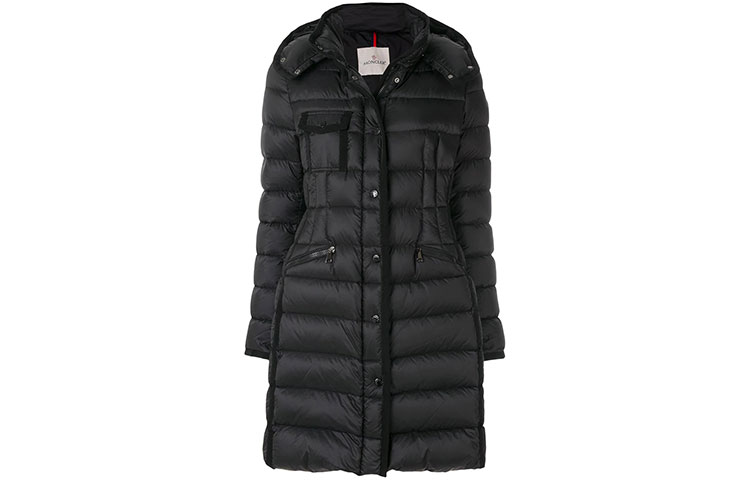 (Women) Moncler Black Logo Long Down Jacket with Hood 493000553048999