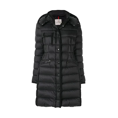 (Women) Moncler Black Logo Long Down Jacket with Hood 493000553048999