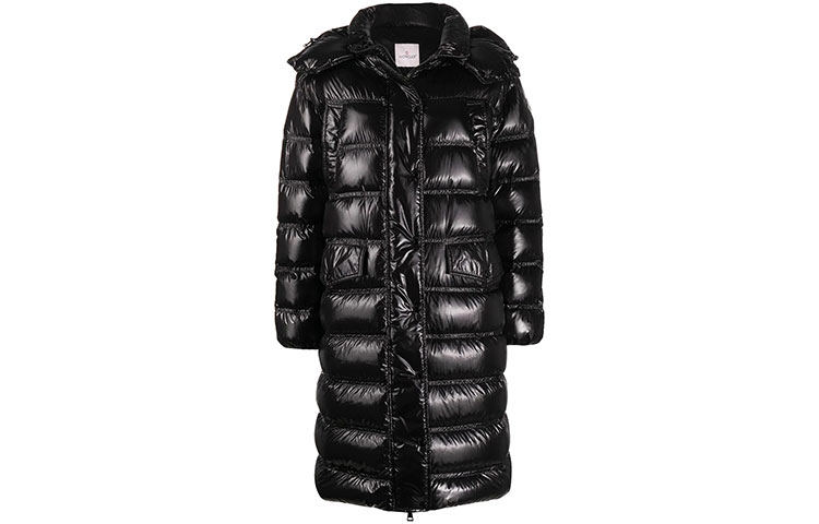 (Women) Moncler Black Mid-Length Hooded Down Jacket F20931C5290054AN2999