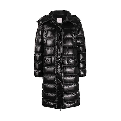(Women) Moncler Black Mid-Length Hooded Down Jacket F20931C5290054AN2999