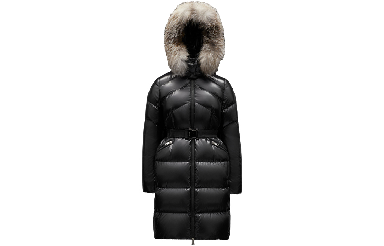 (Women) Moncler Black Shiny Down Jacket with Waist Detail and Hood. G20931C0005168950999