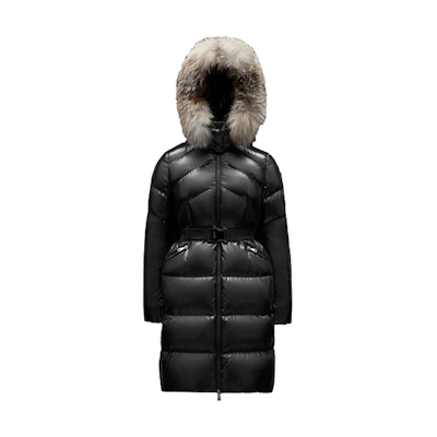 (Women) Moncler Black Shiny Down Jacket with Waist Detail and Hood. G20931C0005168950999