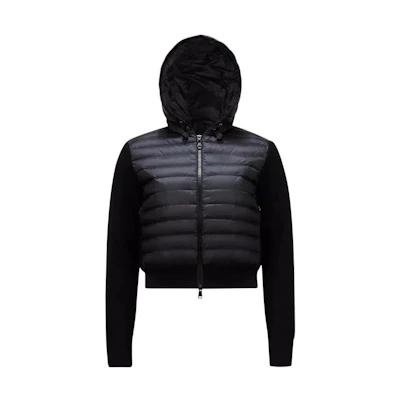 (Women) Moncler Black Solid Color Zip-Up Hooded Jacket J10939B00020M1131999
