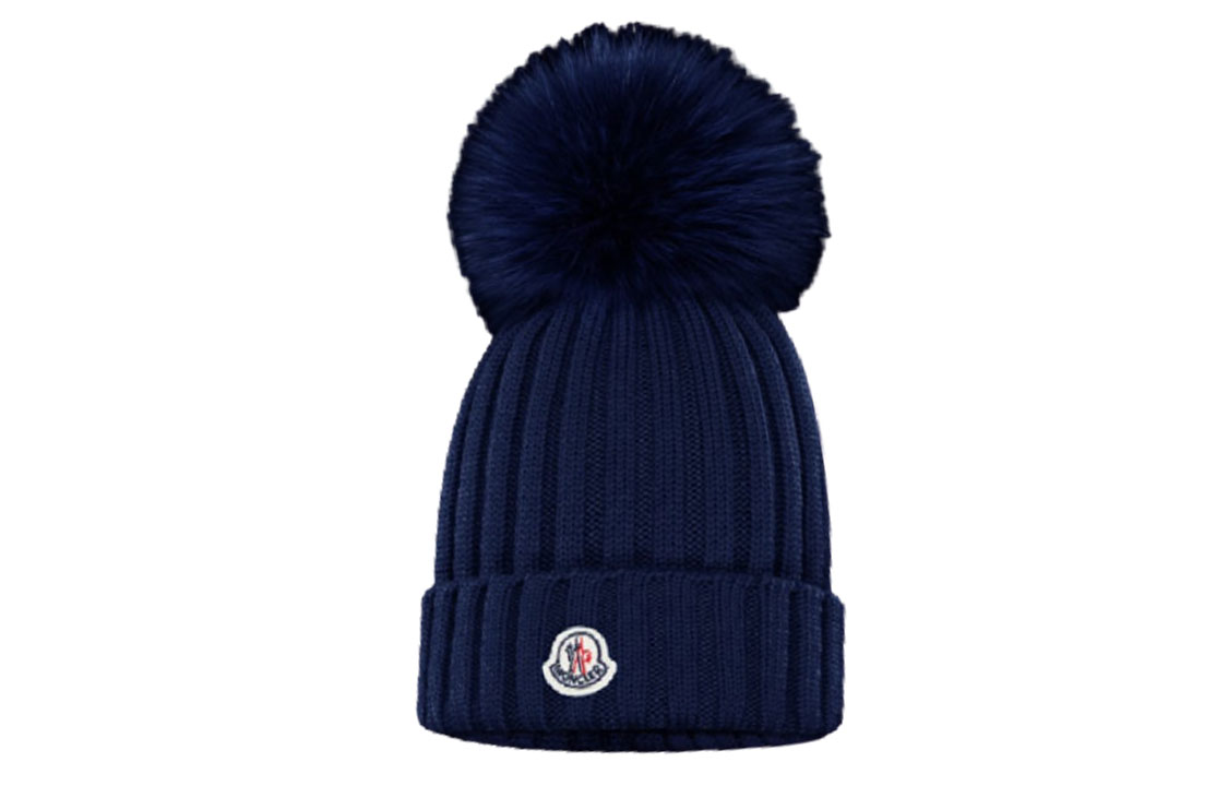 Order (Women) MONCLER Blue Wool Knit Beanie Hat 3B70201A9327778