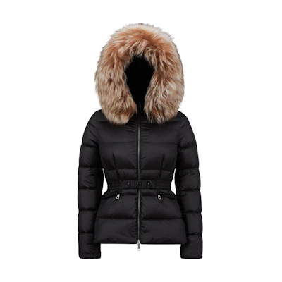 (Women) Moncler Boed Short Zip Hooded Down Jacket Black Beige J20931A00095595FE99M