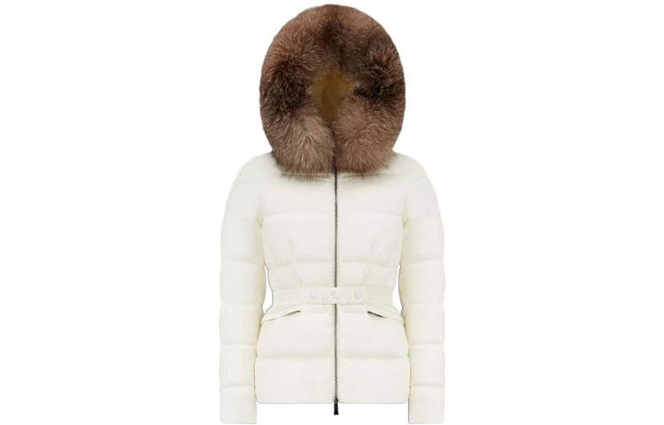 Order (Women) Moncler Boed FW22  Quilted Down Jacket Ivory White with Fur Trim Waist. H20931A001365396Q034