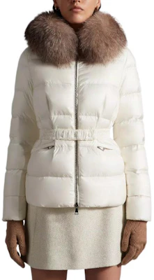 (Women) Moncler Boed FW22 Quilted Down Jacket Ivory White with Fur Trim Waist. H20931A001365396Q034 Shop (Women) Moncler Boed FW22 Quilted Down Jacket Ivory White with Fur Trim Waist. H20931A001365396Q034