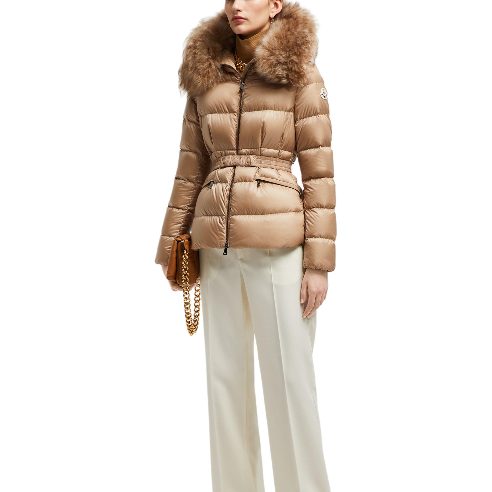 Lookbook (W) Moncler Boed FW24 Jaket Bulu dengan Wool Trim Zip-Up Beige J20931A00095595FE239