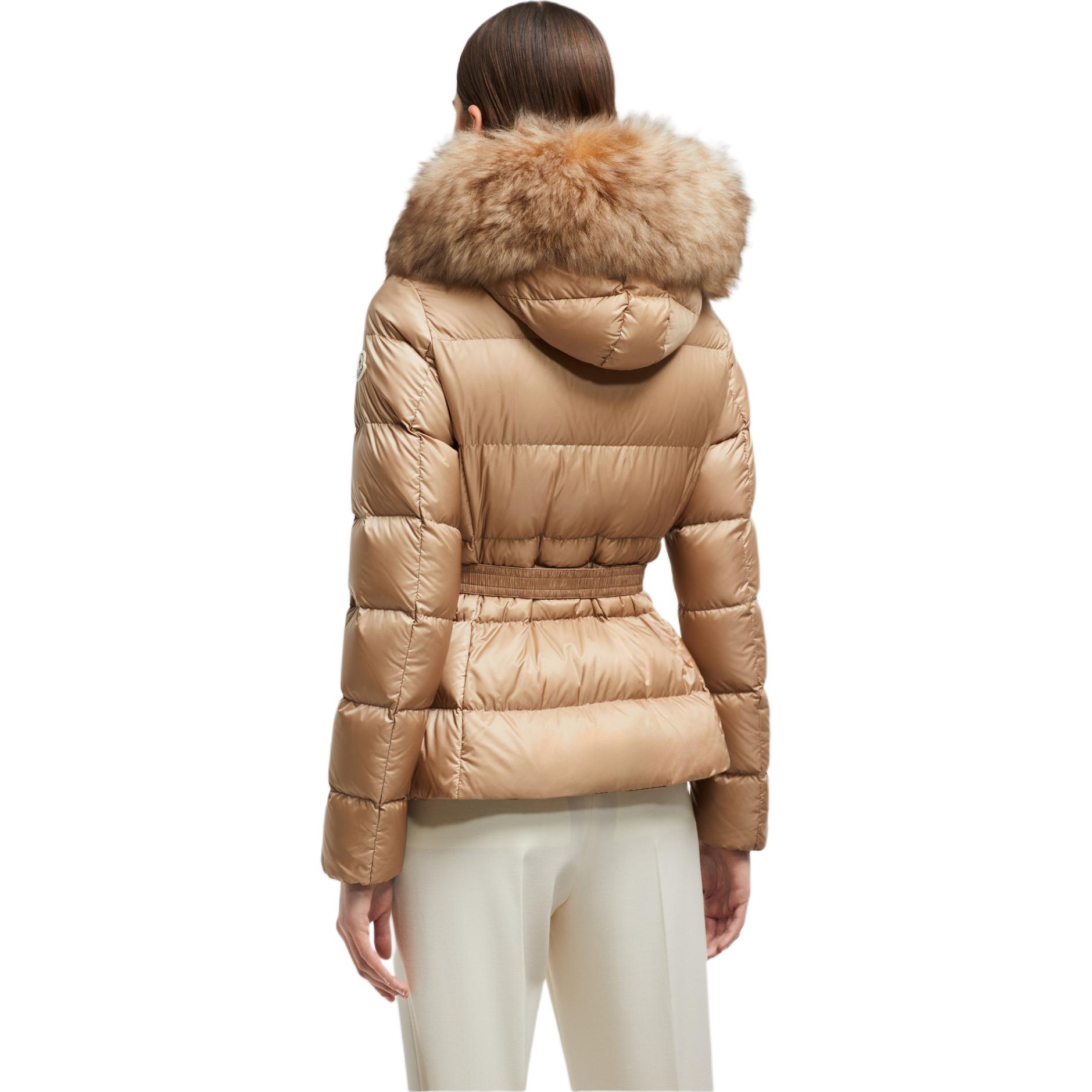 Shop (W) Moncler Boed FW24 Jaket Bulu dengan Wool Trim Zip-Up Beige J20931A00095595FE239
