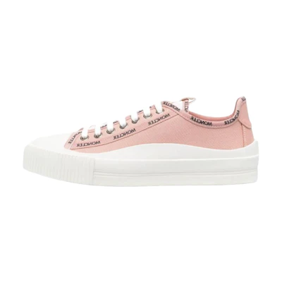 (W) Moncler Canvas Lace-Up Round Toe Low-Top 'Fashion Pink'