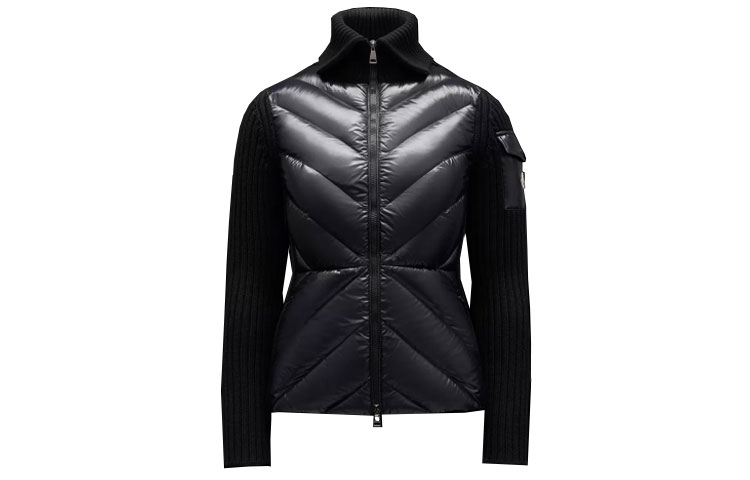 (Women) Moncler Cardigan FW21 Black Lightweight Down Jacket with Logo. G20939B00018M1131999