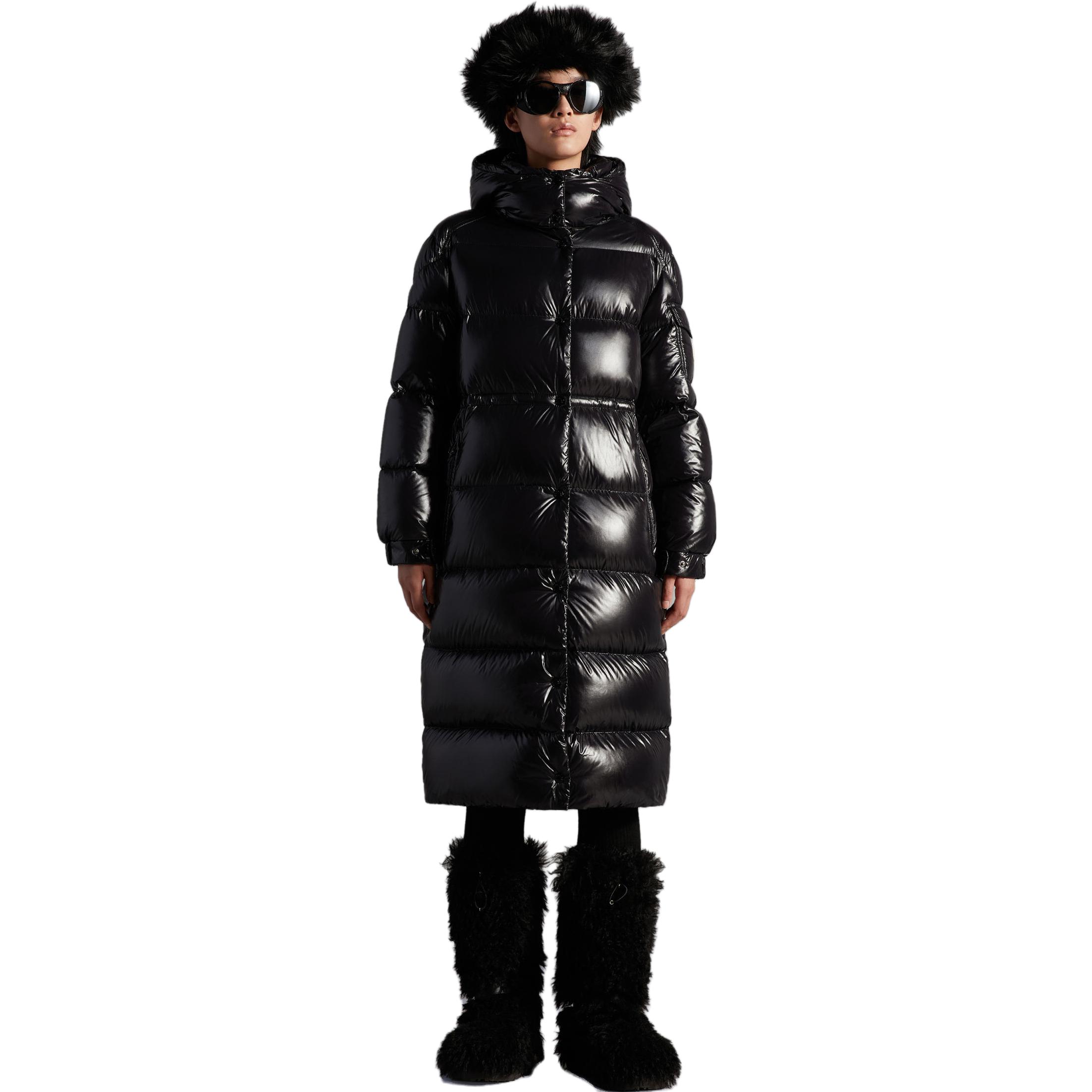 Details for (W) 蒙克莱 Cavettaz FW22 黑色连帽防风长款羽绒服 H20931C000455963U999