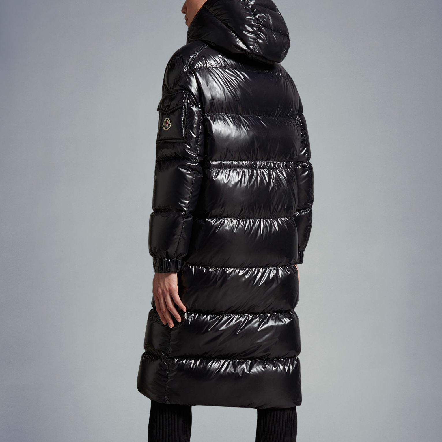 Shop (Women) Moncler Cavettaz Series  Long Quilted Down Jacket Black I20931C0002968950999