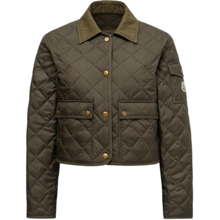(Women) Moncler Chitre Quilted Long Sleeve Shirt Jacket Olive Green K10931A00099788PZ826