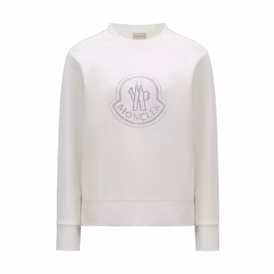 (Women) Moncler Crystal Rhinestone Loose Fit Crewneck Sweatshirt Women - White I20938G00053899TR033