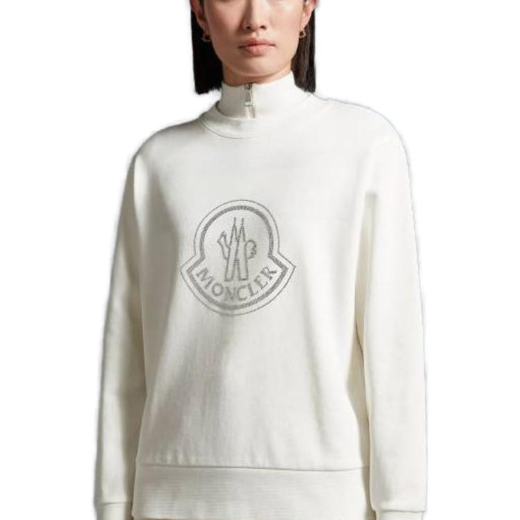 Shop (W) Moncler Crystal Rhinestone Crewneck Sweatshirt Wanita - Putih I20938G00053899TR033