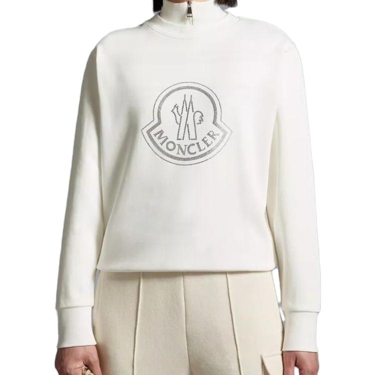 Purchase (W) Moncler Crystal Rhinestone Crewneck Sweatshirt Wanita - Putih I20938G00053899TR033