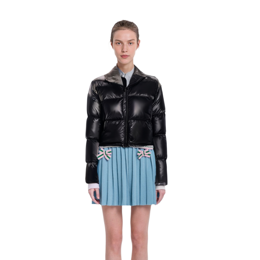 Lookbook (W) Moncler Cuscute FW21 Jaket Hitam Puffer Tanpa Kerah - Desain Musim Ski G20931A0010968950999