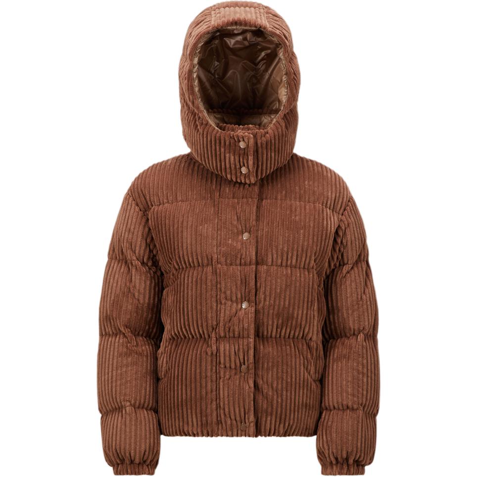 (Women) Moncler Daos FW24  Corduroy Logo High-Neck Down Jacket Brown J20931A0014089AOK26I