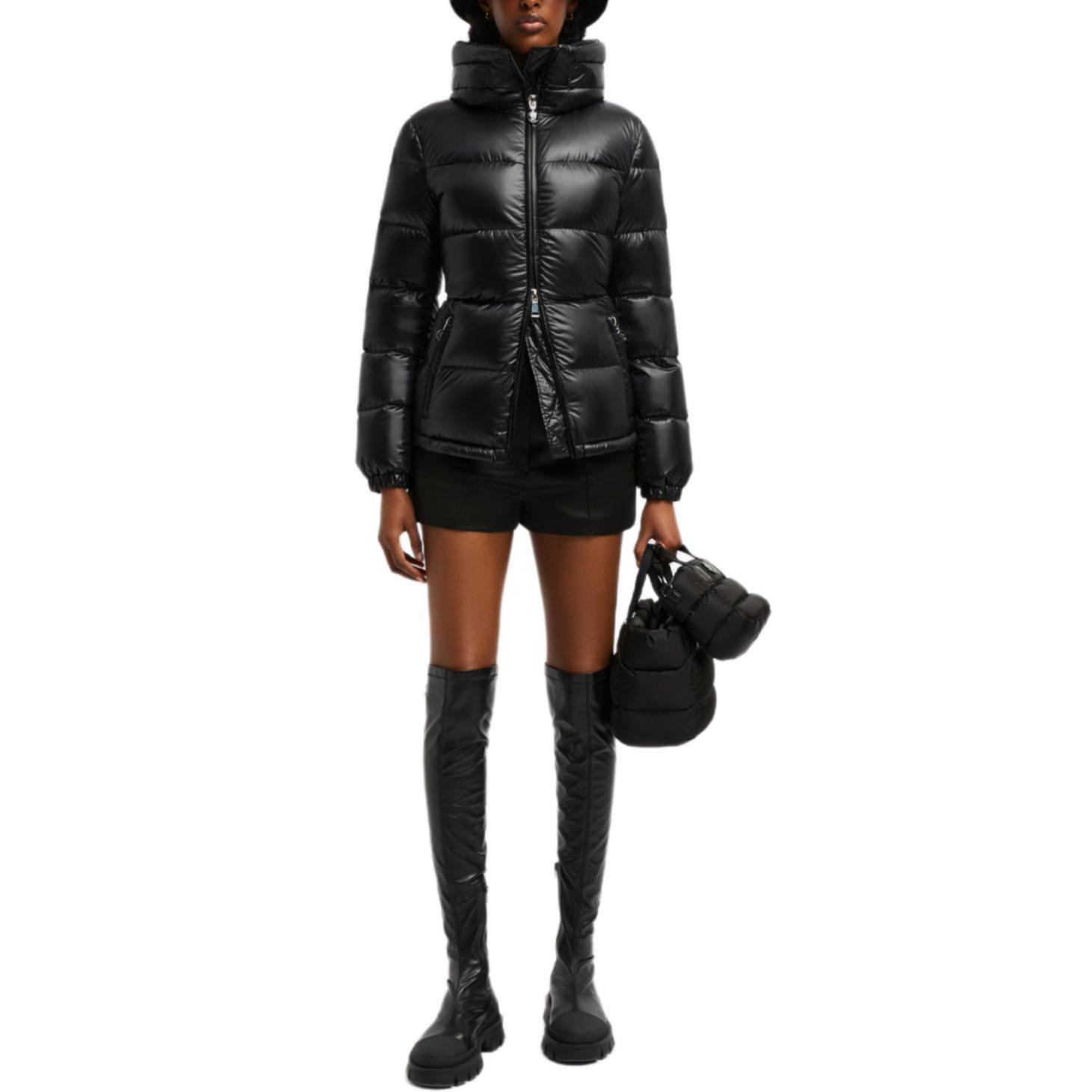 Lookbook (Women) Moncler Douro FW24  Slim Fit Lightweight Down Jacket with Hidden Hood - Black J20931A00069595ZZ999