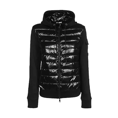 (Women) Moncler Down Jacket with Logo Drawstring Hood - Black. 8G00028809DH999