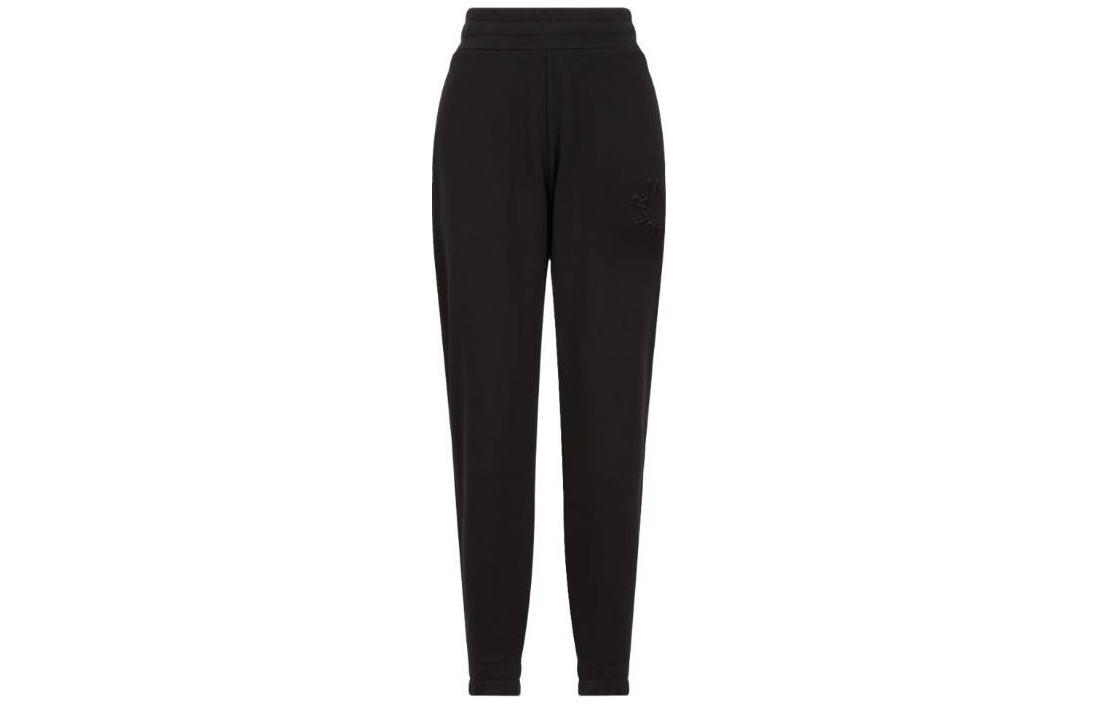 (Women) Moncler Embossed Logo  Black Mid-Waist Knit Trackpants. J10938H00005809KR999