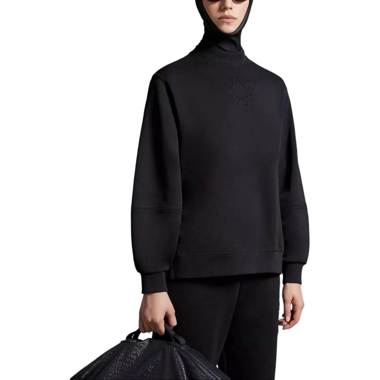 (Women) Moncler Embossed Logo Crewneck Sweatshirt  Black Long Sleeve Pullover. J10938G00006809KR999 圖 3