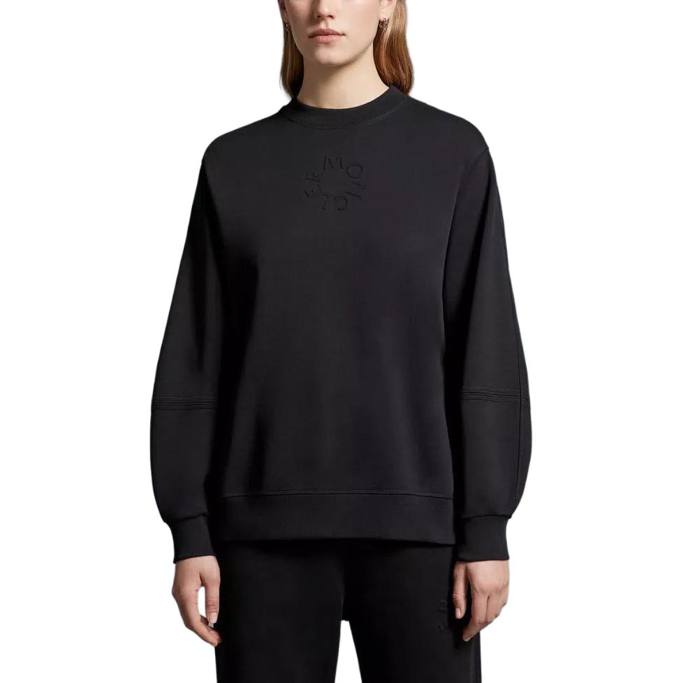 (Women) Moncler Embossed Logo Crewneck Sweatshirt  Black Long Sleeve Pullover. J10938G00006809KR999 圖 4