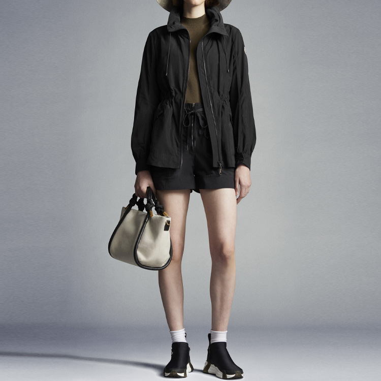 Lookbook (W) モンクレール エネット SS22 ブラック フード付きジップアップベストジャケット. H10931A0008254543999