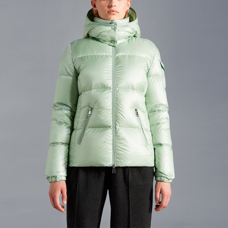 Shop (W) 몽클레르 포미네스 FW22 그린 숏 후드 다운 재킷 겨울 코트 H20931A00049539AQ80B