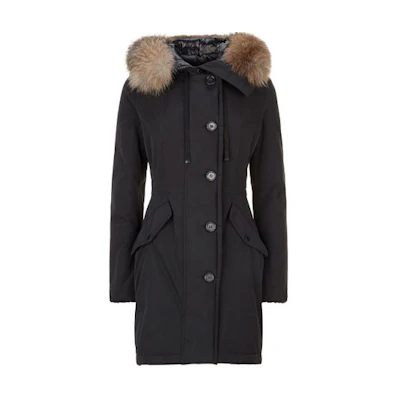 (Women) Moncler FW21 Black Fur Hooded Long Sleeve Down Jacket. 093499342557136999